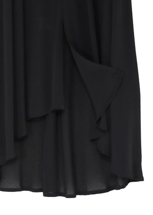 Midilång klänning med ärm i svart crêpe viskos