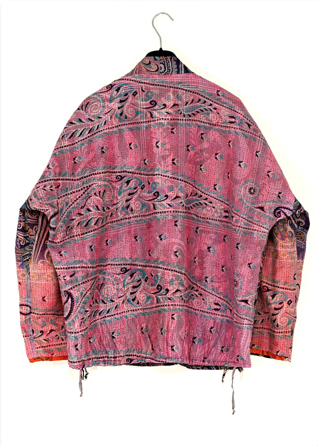 Reversible one of a kind silk jacket from collected vintage fabrics. Beautiful blend of art and craft.