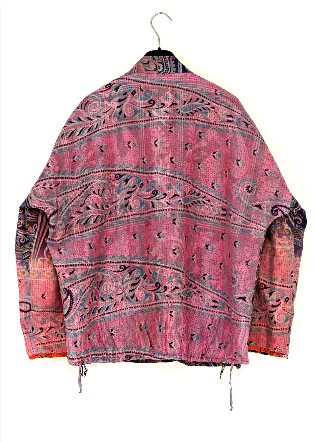 Reversible one of a kind silk jacket from collected vintage fabrics. Beautiful blend of art and craft.