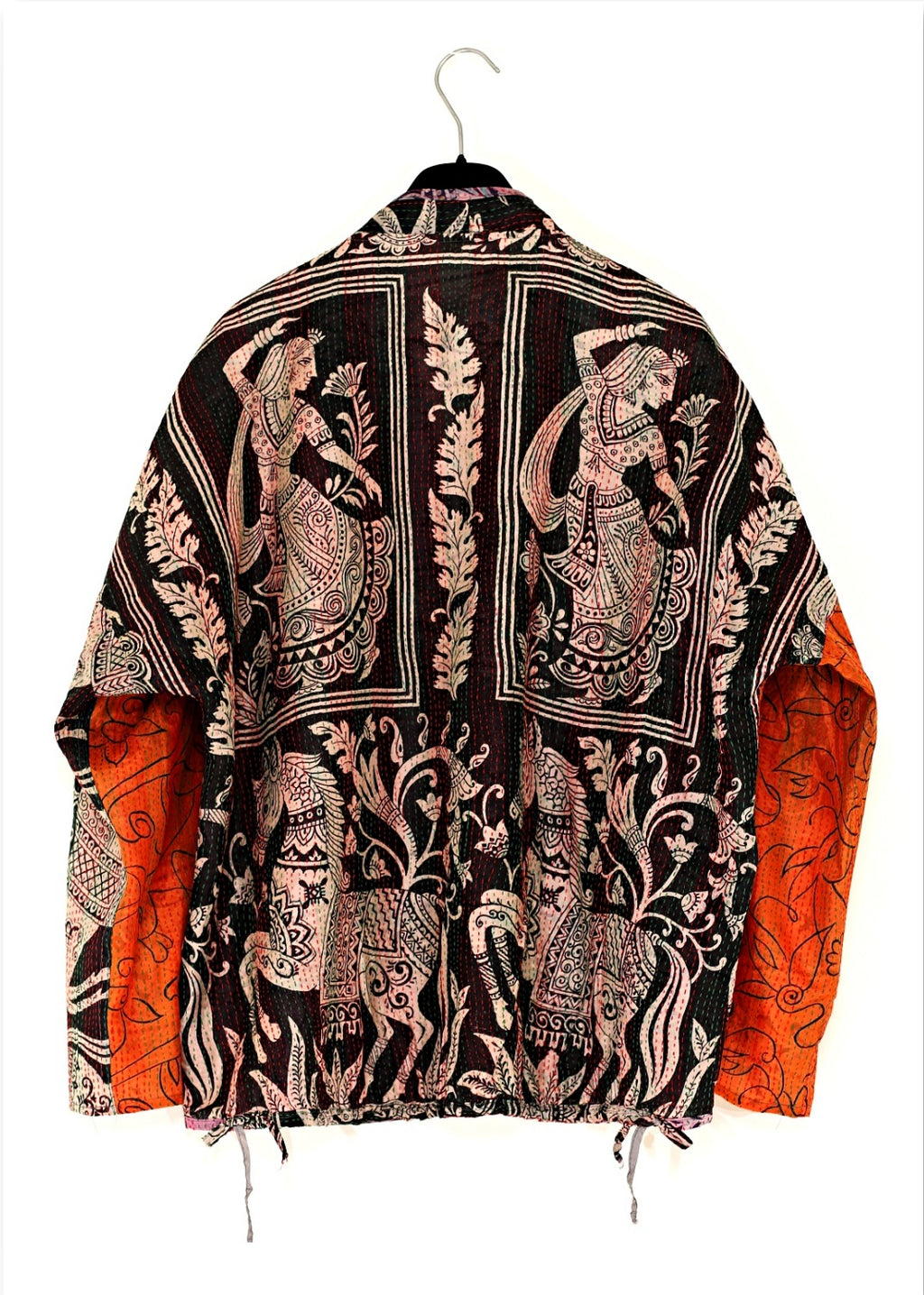 Reversible one of a kind silk jacket from collected vintage fabrics. Beautiful blend of art and craft.