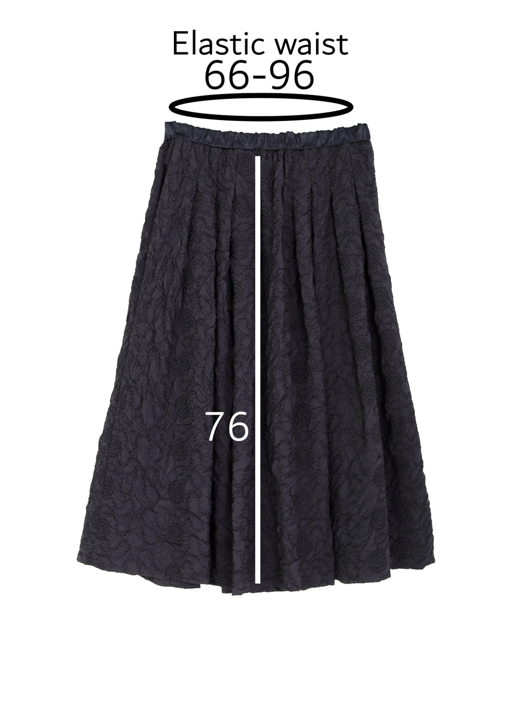 Midilång kjol med broderad struktur