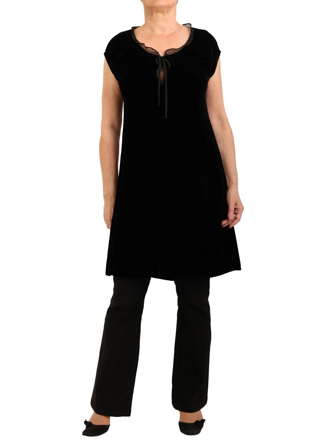 Sammets klänning med holkärm - Black