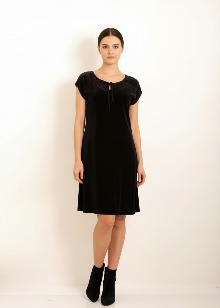 Sammets klänning med holkärm - Black