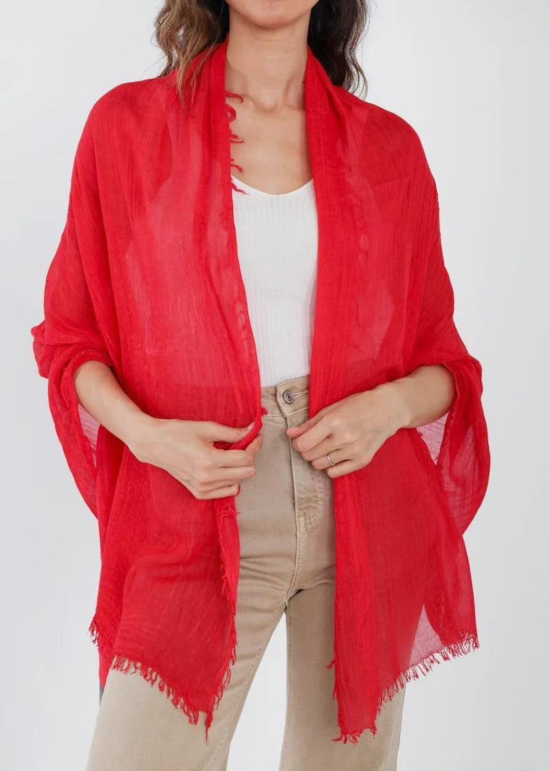 Stor sjal | Bamboo shawl - Rapberry