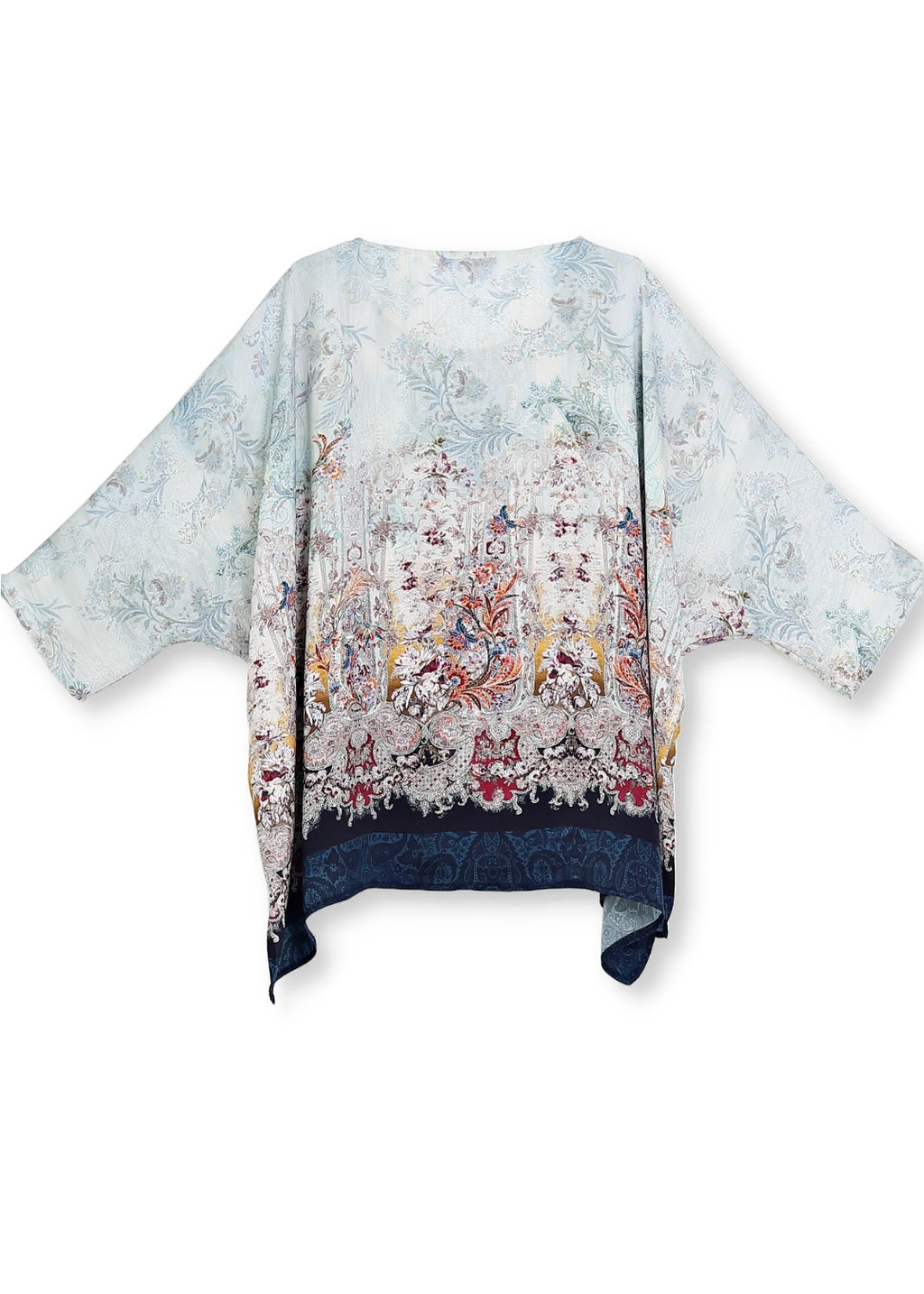 Kaftan blus med romantiskt mönster