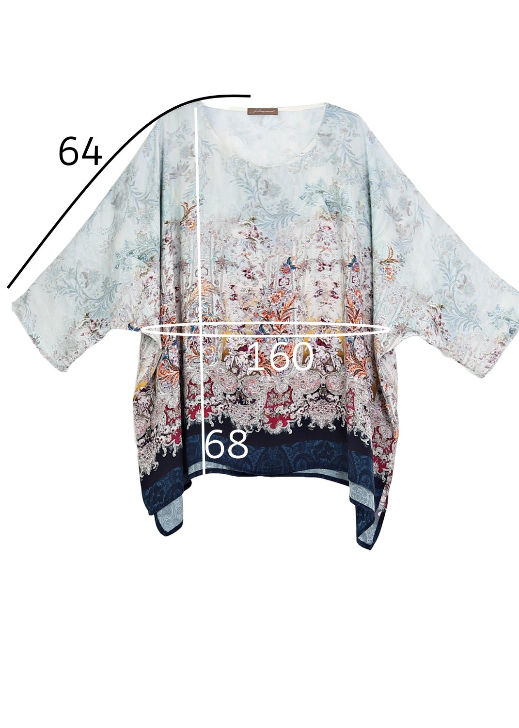 Kaftan blus med romantiskt mönster