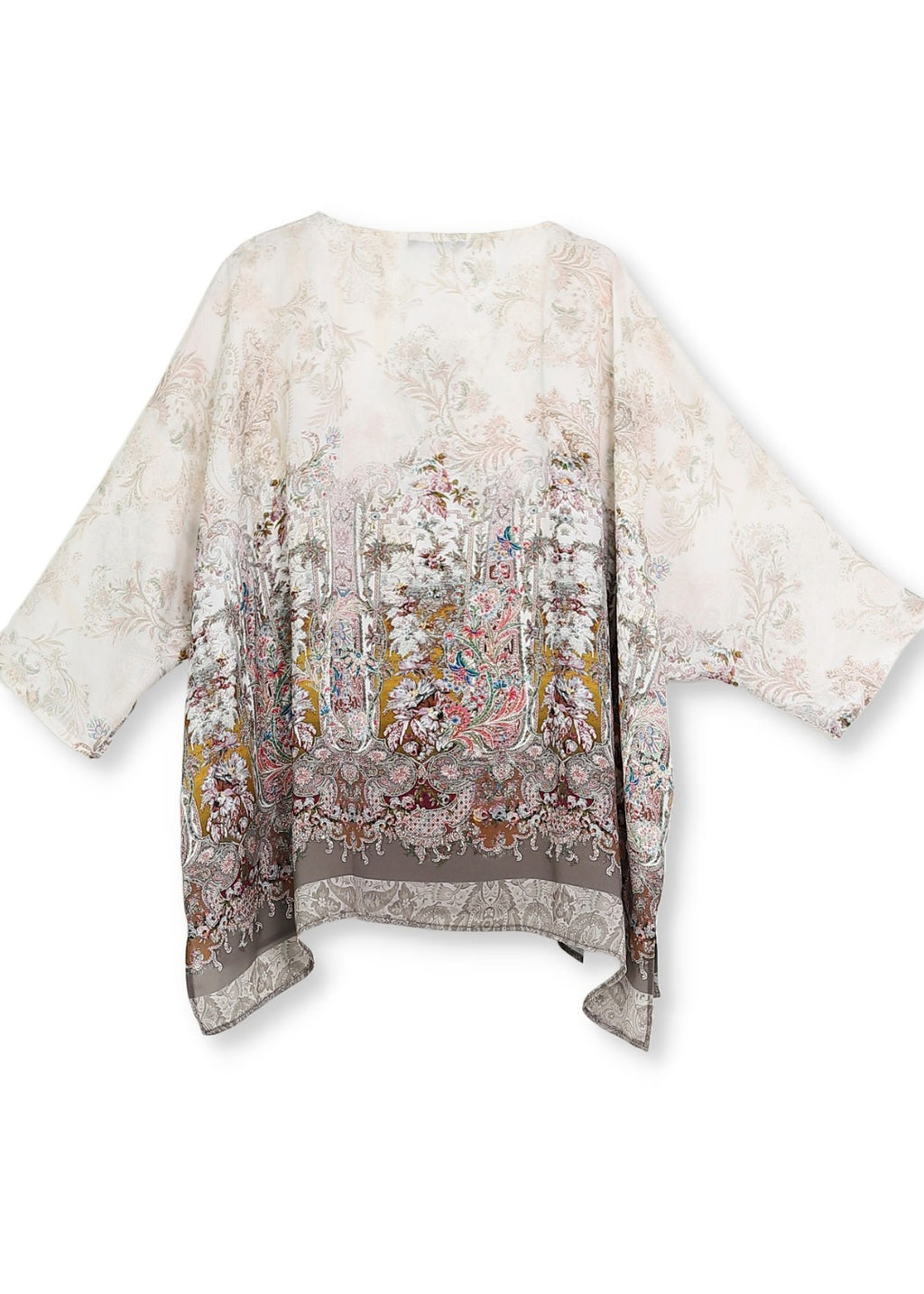 Kaftan blus med romantiskt mönster