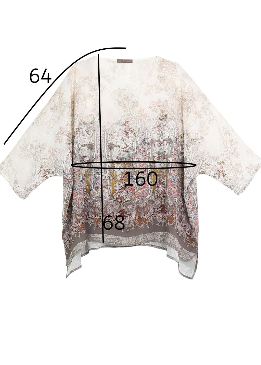 Kaftan blus med romantiskt mönster