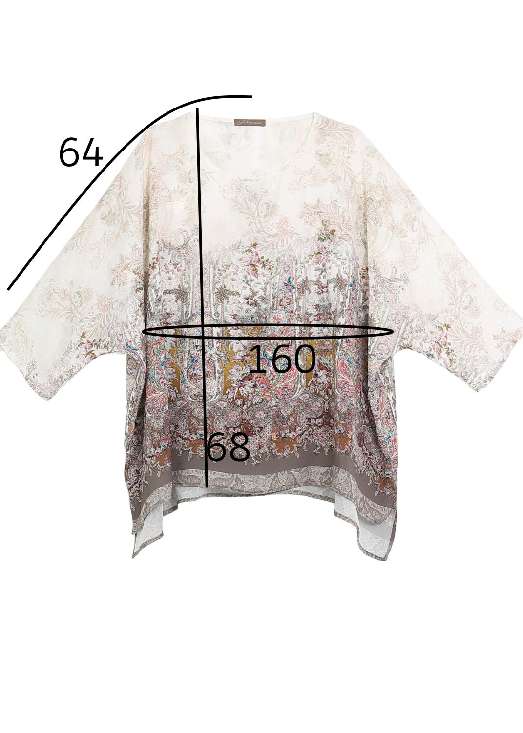 Kaftan blus med romantiskt mönster