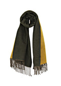 Stor fransad sjal i mjuk borstad yta - green/mustard