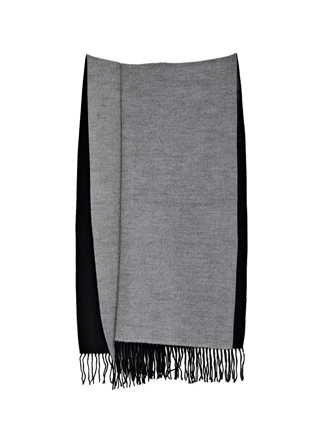 Stor fransad sjal i mjuk borstad yta - grey/black