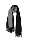 Stor fransad sjal i mjuk borstad yta - grey/black