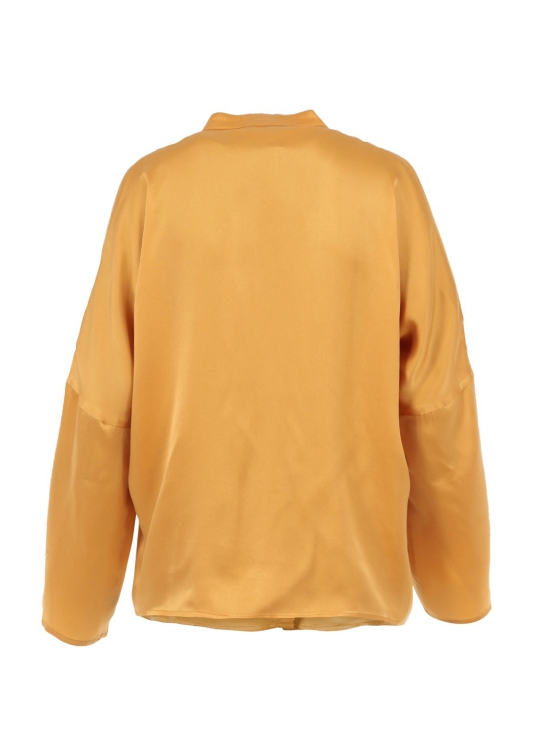 Sidenblus med stå-krage - gold yellow