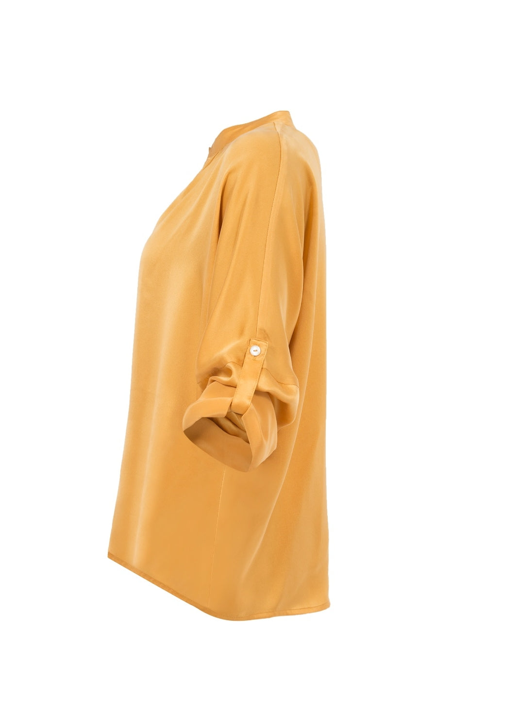 Sidenblus med stå-krage - gold yellow