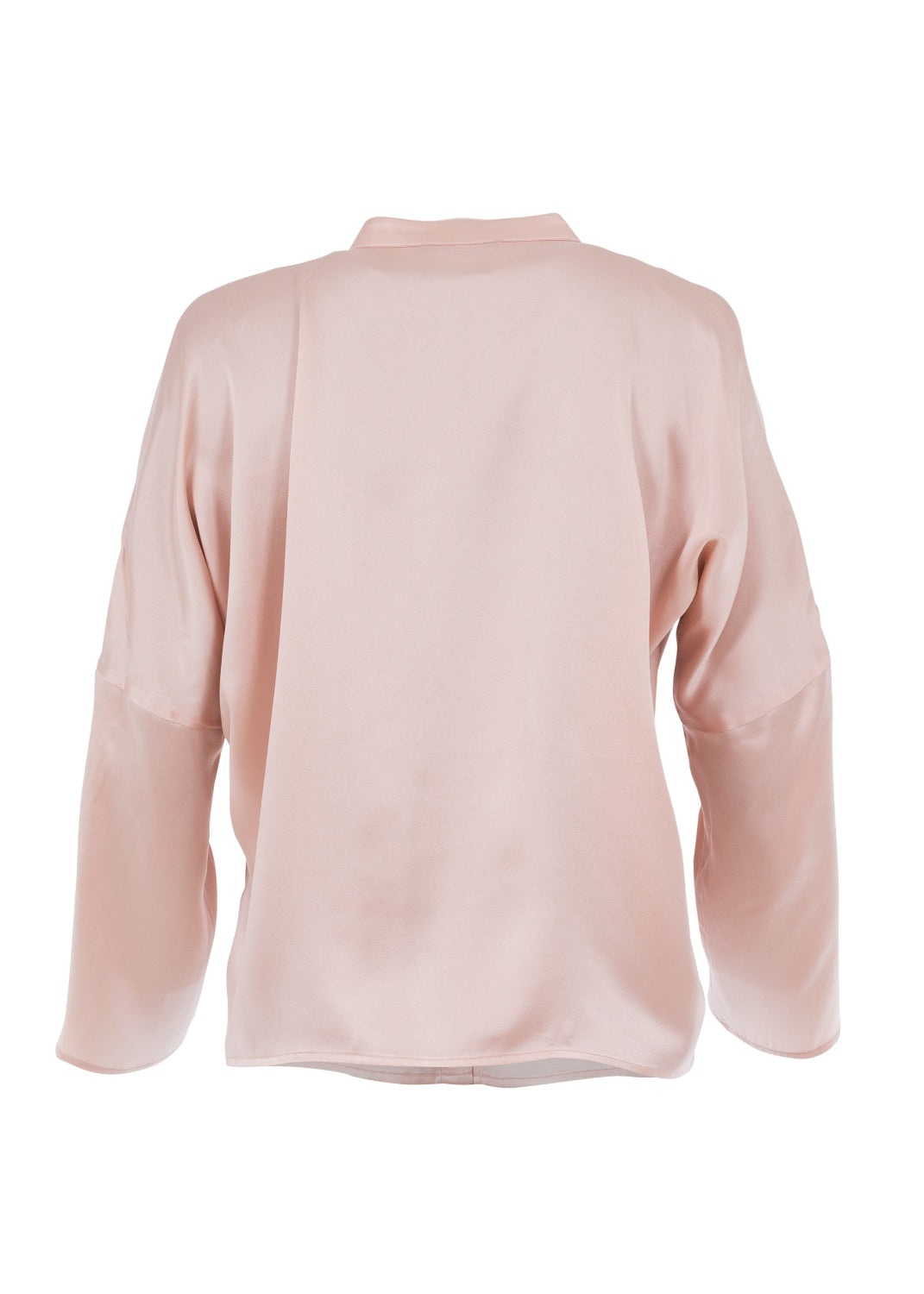 Sidenblus med stå-krage - Powder Pink