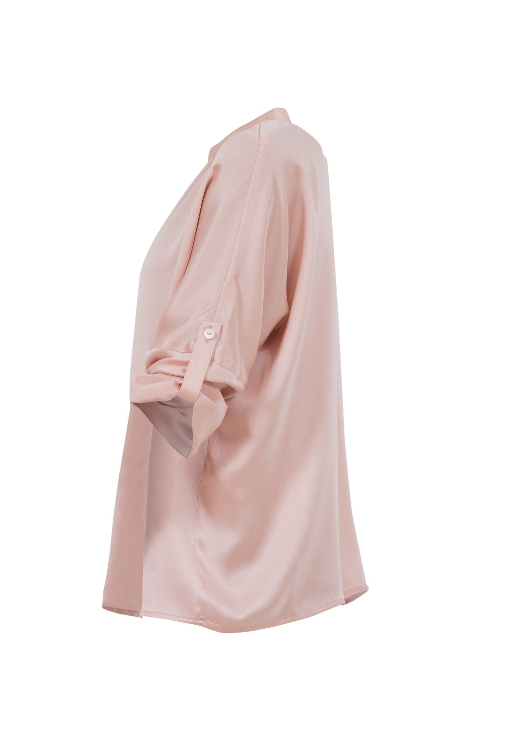 Sidenblus med stå-krage - Powder Pink
