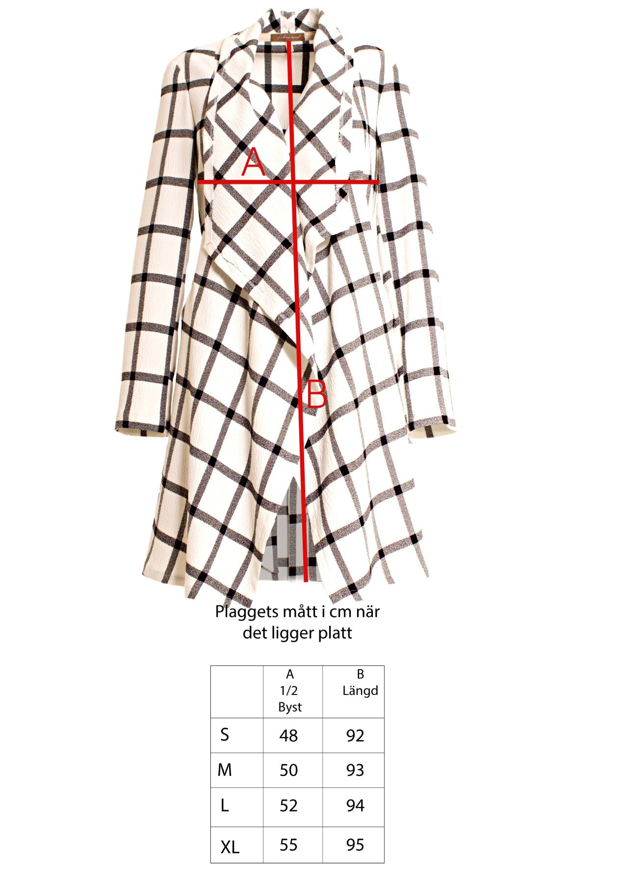 Kort omlott Trench i svart-vit crêpe ruta