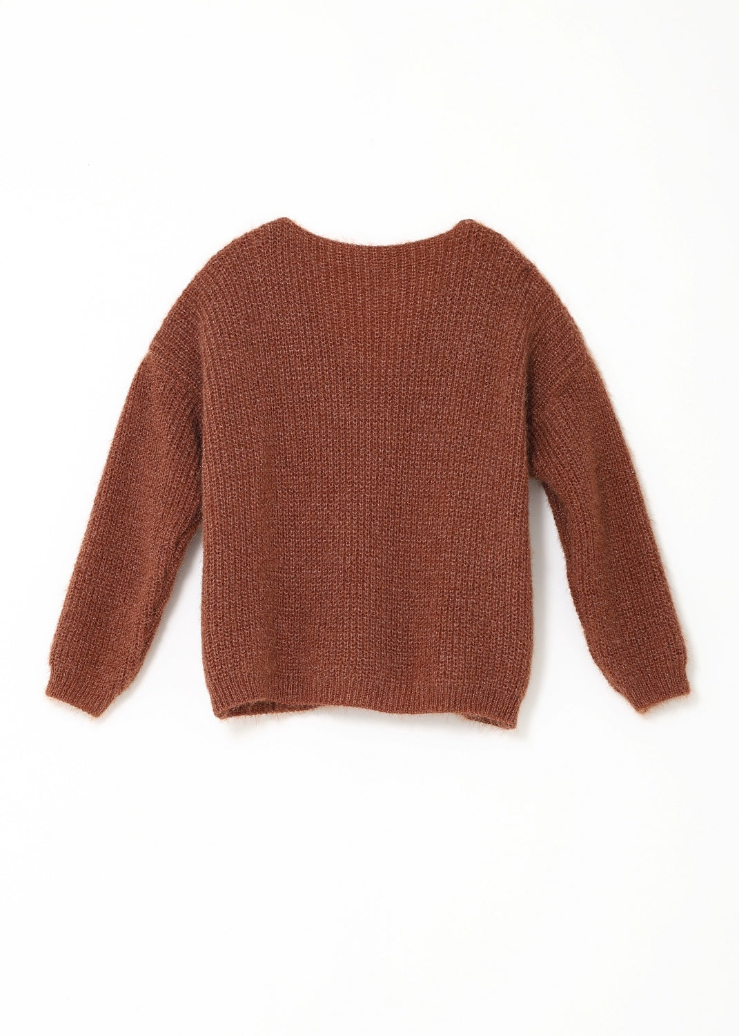 V-ringad cardigan - cinnamon