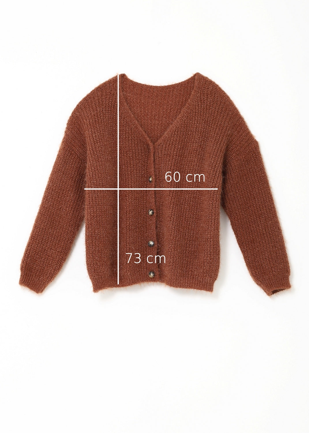 V-ringad cardigan - cinnamon