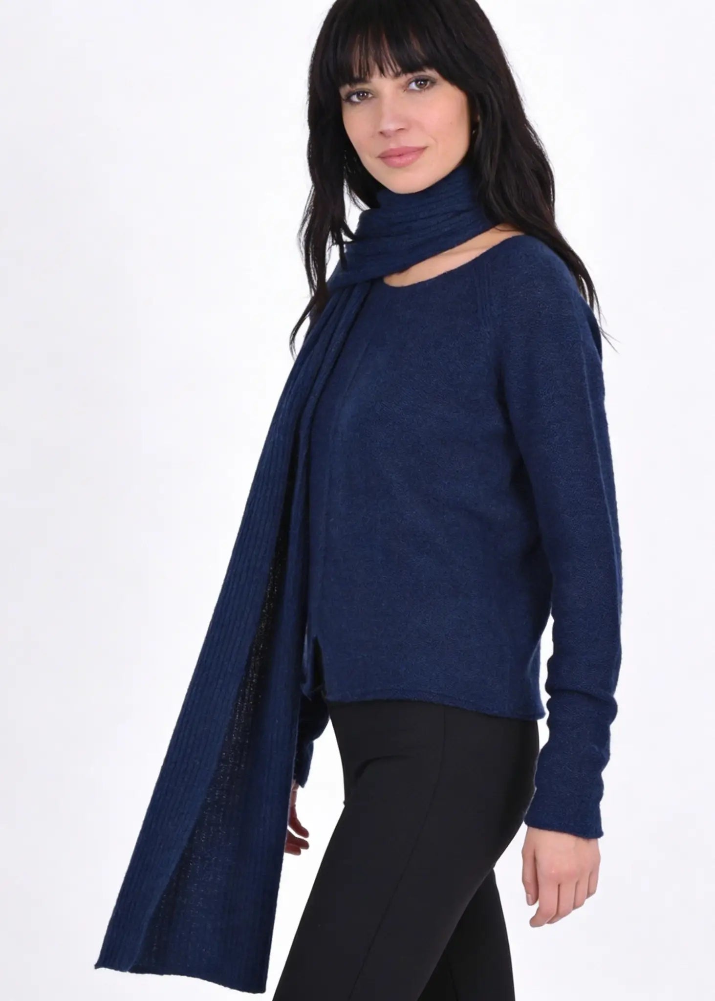 Ribbad kashmir sjal - Dark Navy