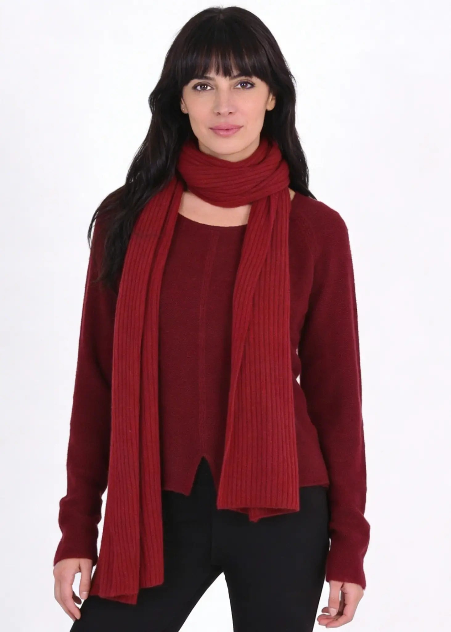 Ribbad kashmir sjal - Ruby Red