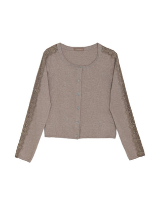 Rundhals cardigan - Beige