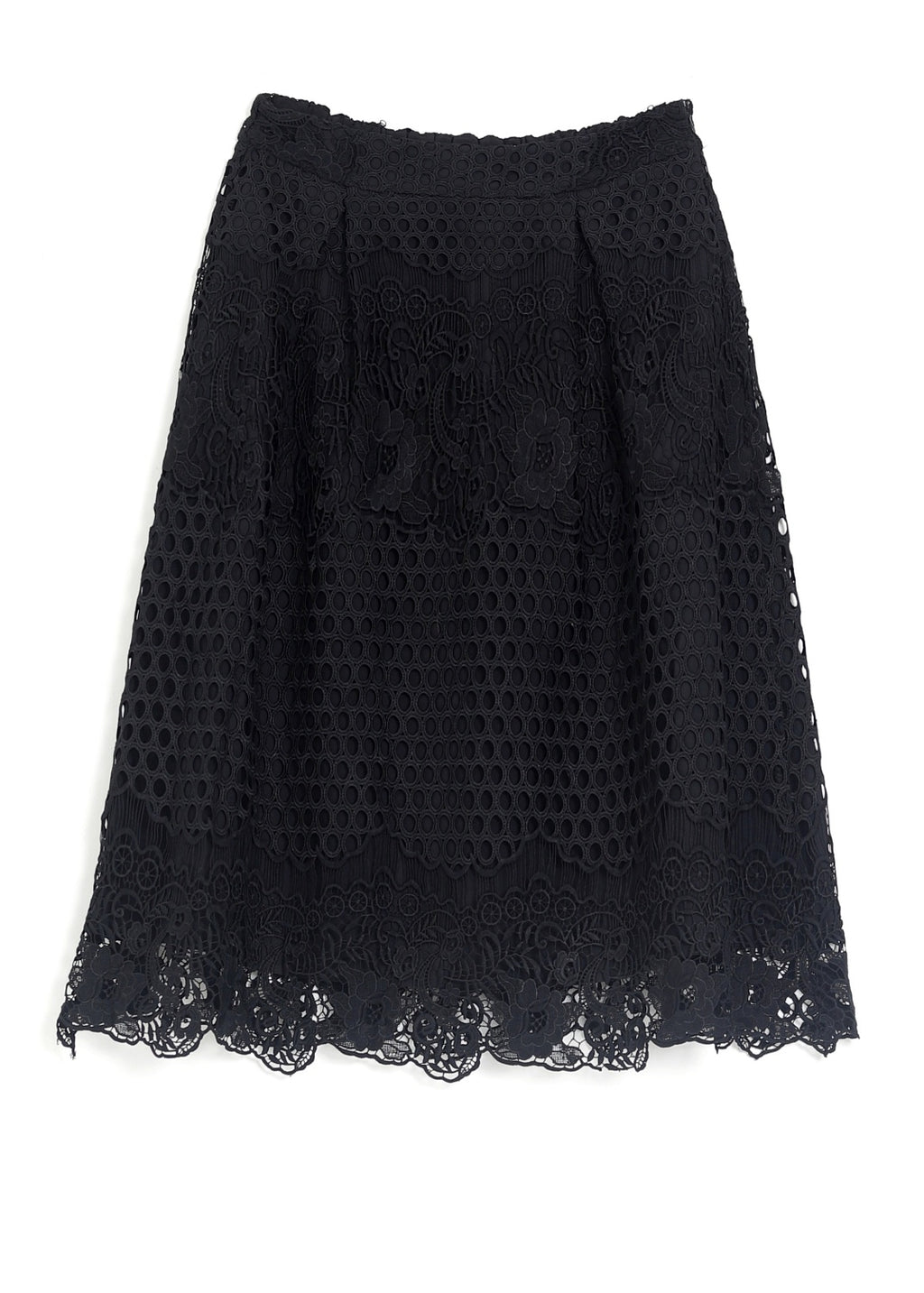 Spets kjol med broderad struktur