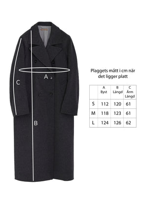 Lång dubbelknäppt Ull kappa - Grey