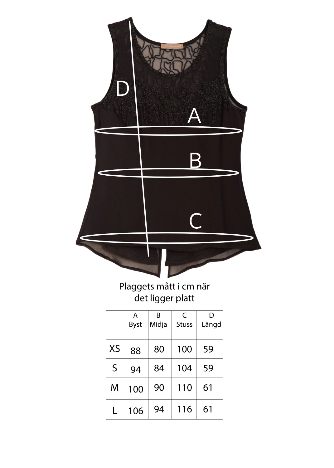 Pärlbroderad siden top - black on black