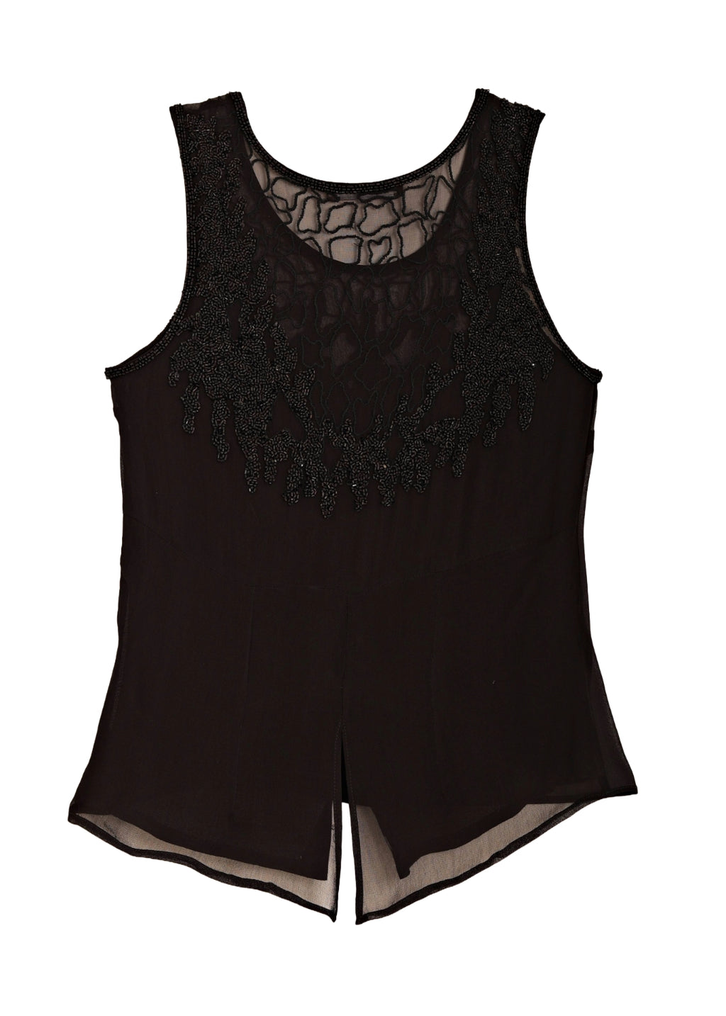 Pärlbroderad siden top - black on black