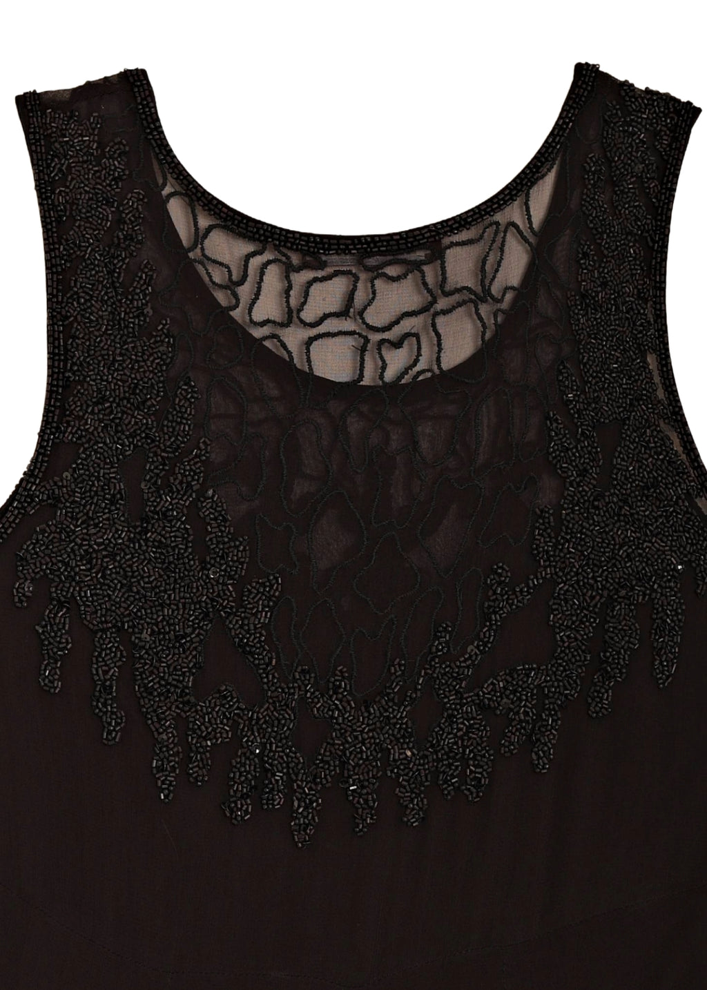 Pärlbroderad siden top - black on black