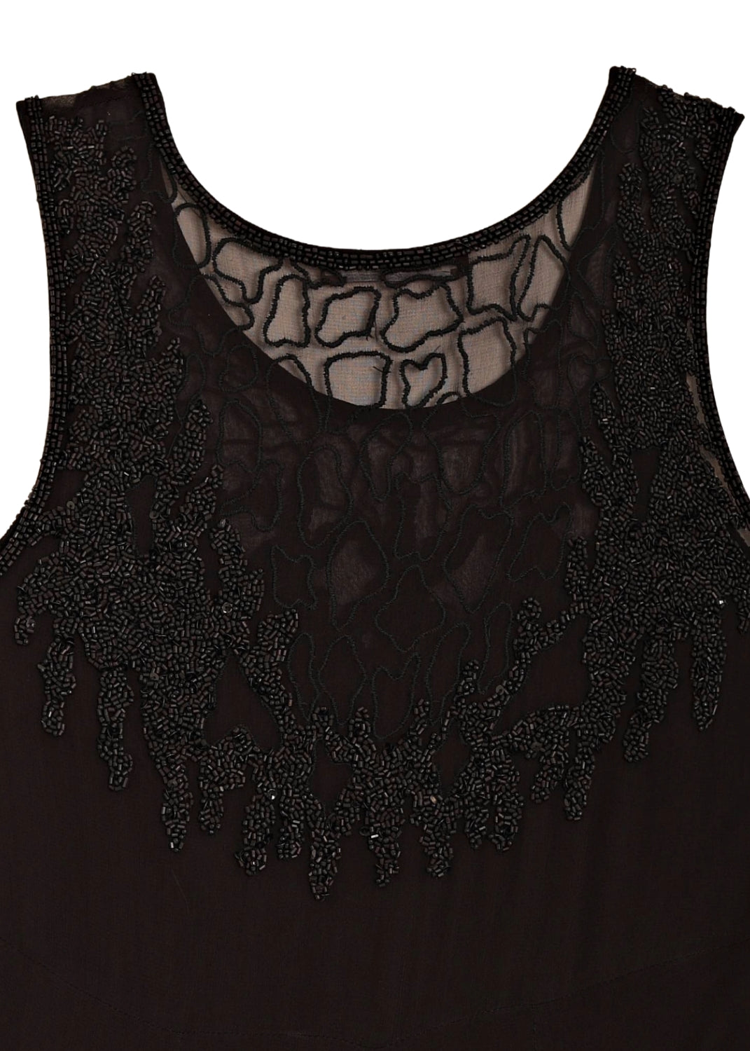 Pärlbroderad siden top - black on black