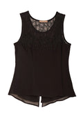Pärlbroderad siden top - black on black