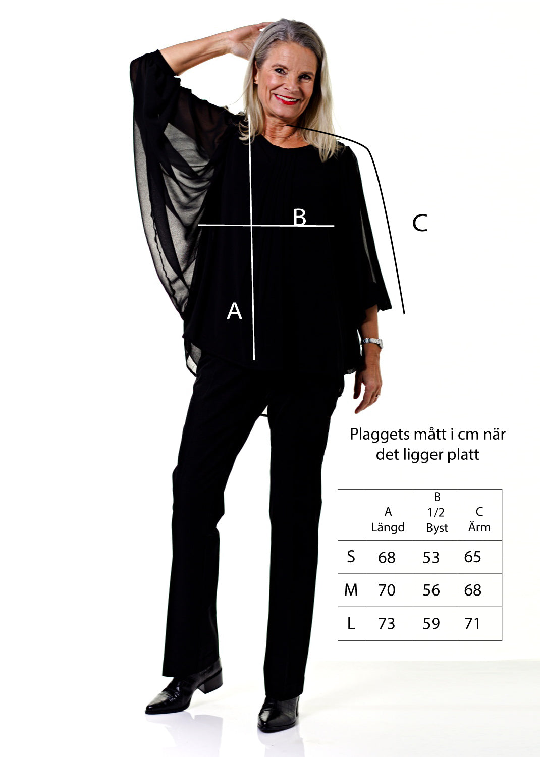 Stilfull georgette blus med fjäril ärmar