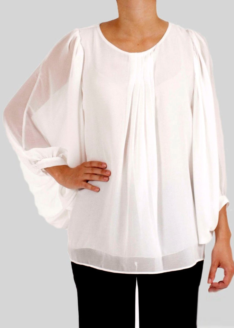 Stilfull georgette blus med fjäril ärmar