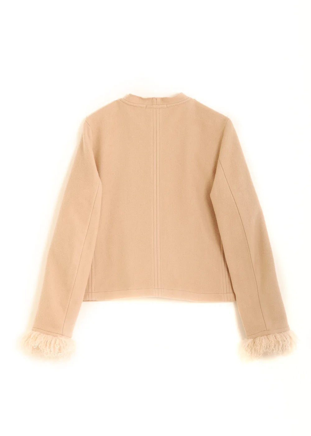 Kort jacka med fusk päls runt ärmavslut | Freya short jacket- Cream