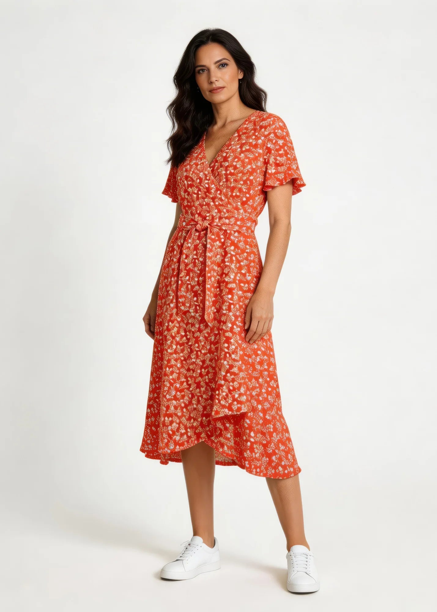 Omlottklänning i viskos crepe | Gilda orange