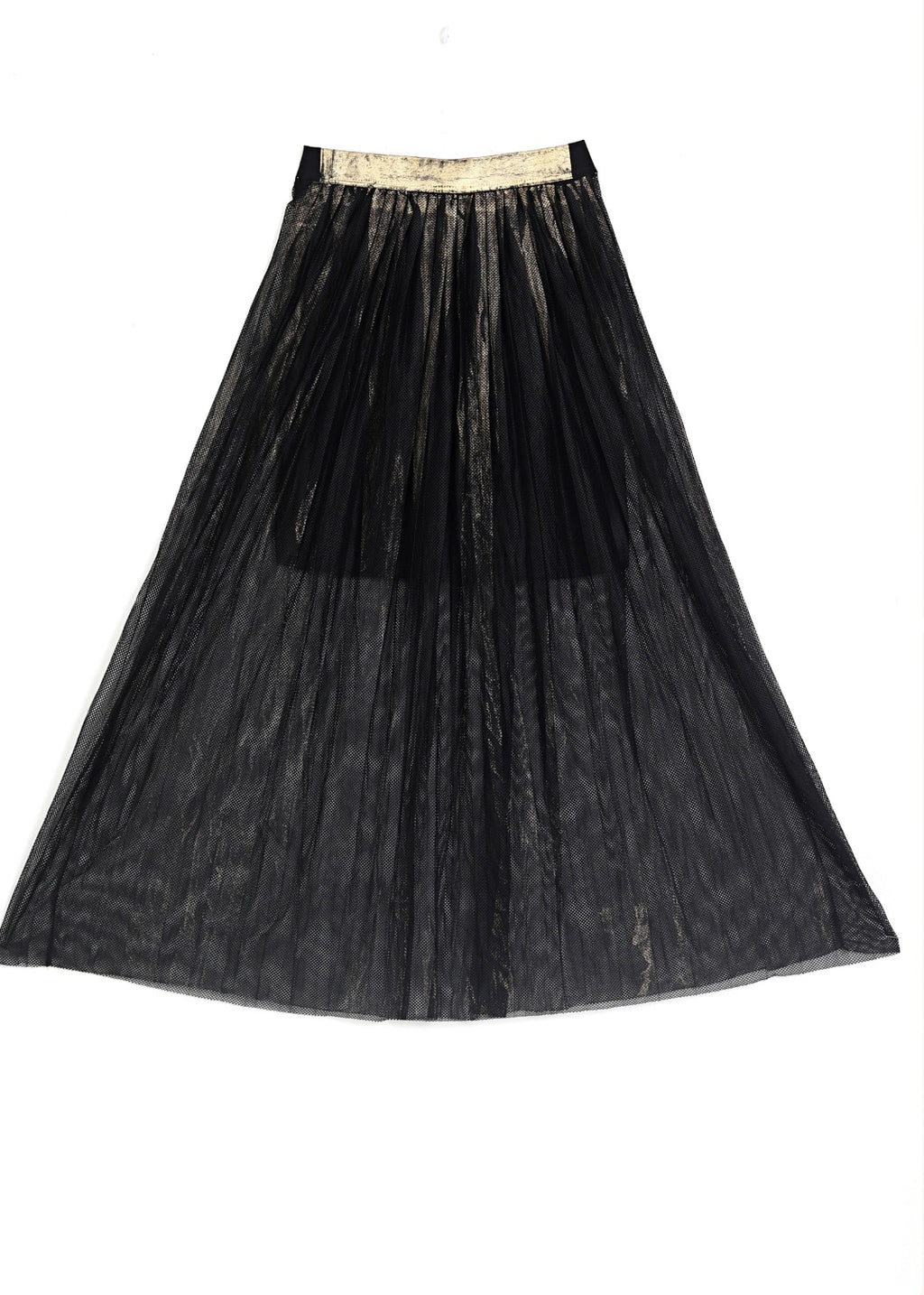 Plisserad lång kjol med guld detaljer - Black