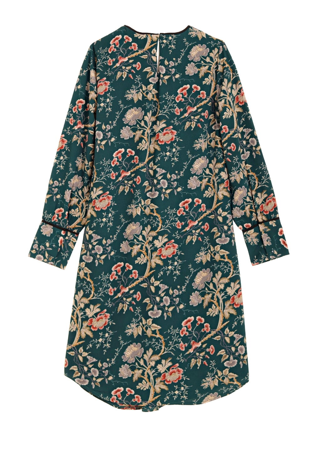 Klänning med lång ärm - Green flower print