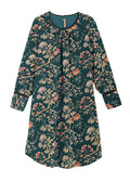 Klänning med lång ärm - Green flower print