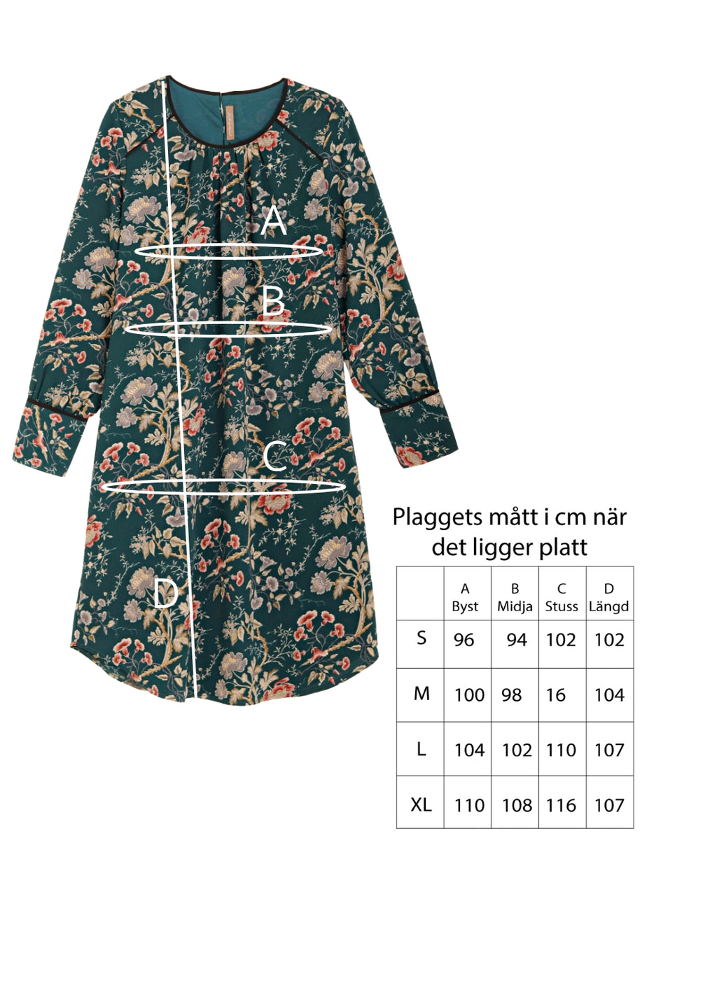 Klänning med lång ärm - Green flower print