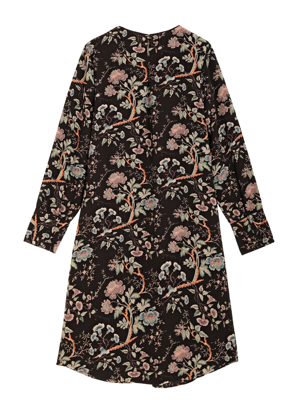 Klänning med lång ärm -  Black flower print