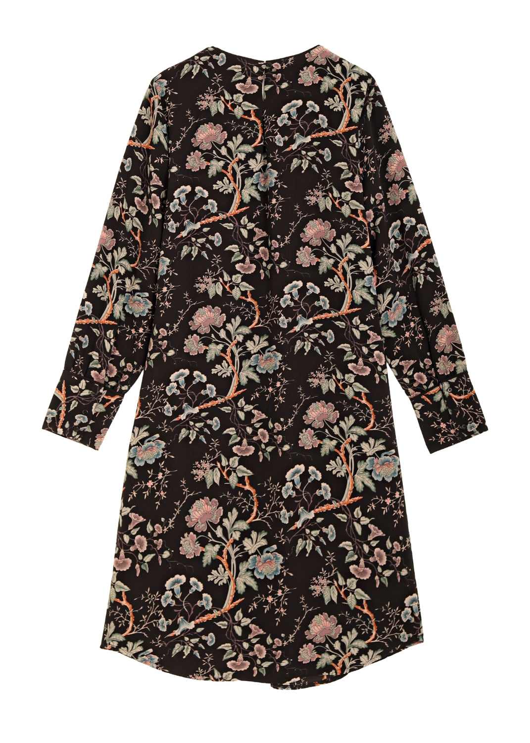 Klänning med lång ärm -  Black flower print
