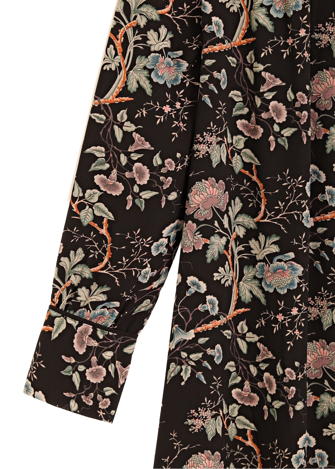 Klänning med lång ärm -  Black flower print