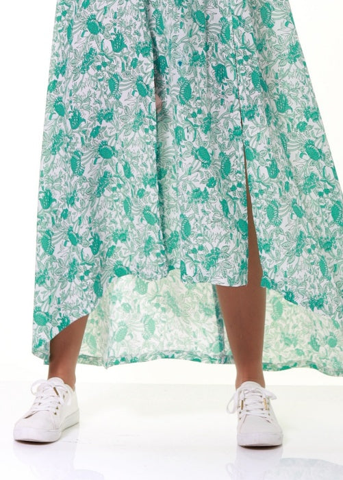 Mila dress timeless boho style in mint flower print