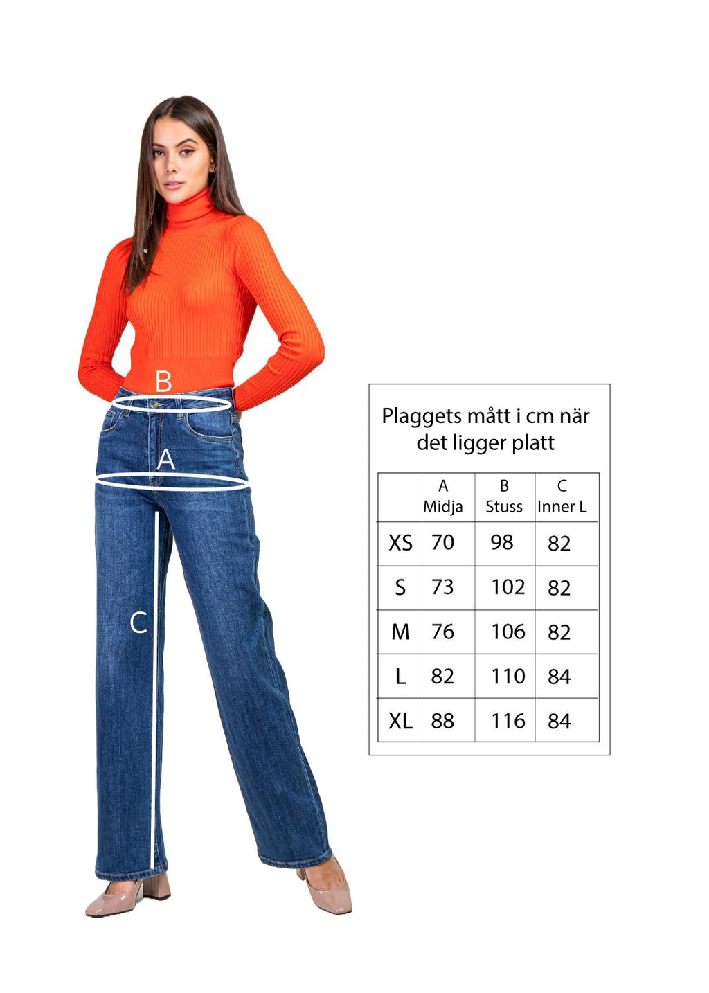 Jeans med hög midja och vida ben