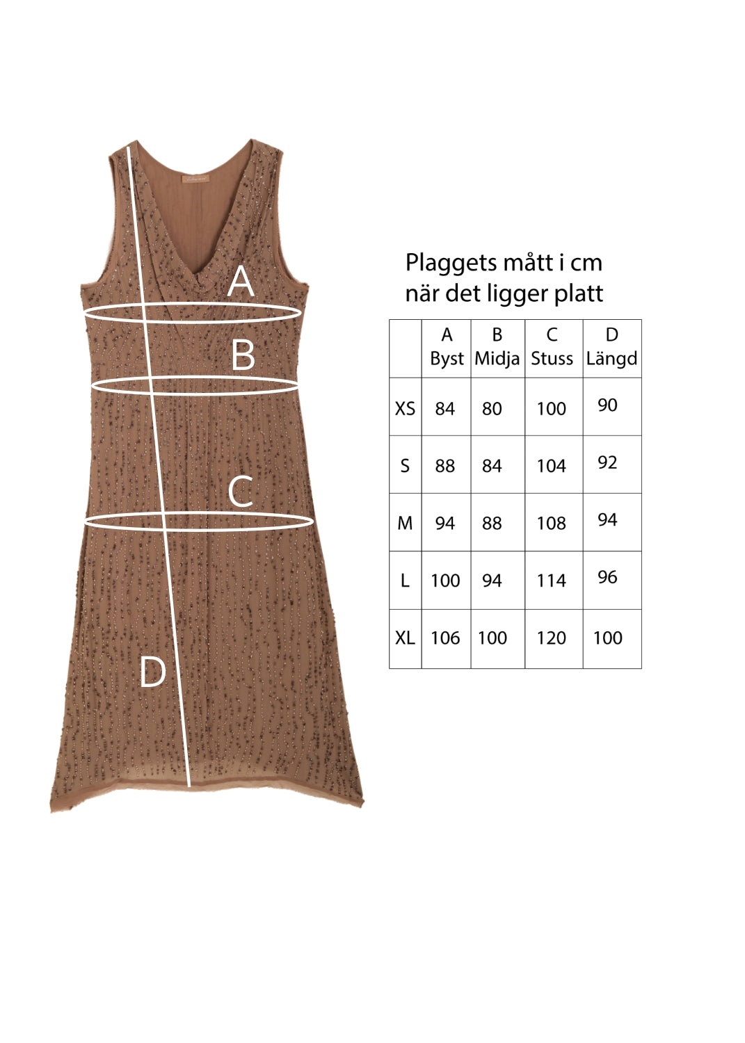 Pärlbroderad klänning - Gold brass