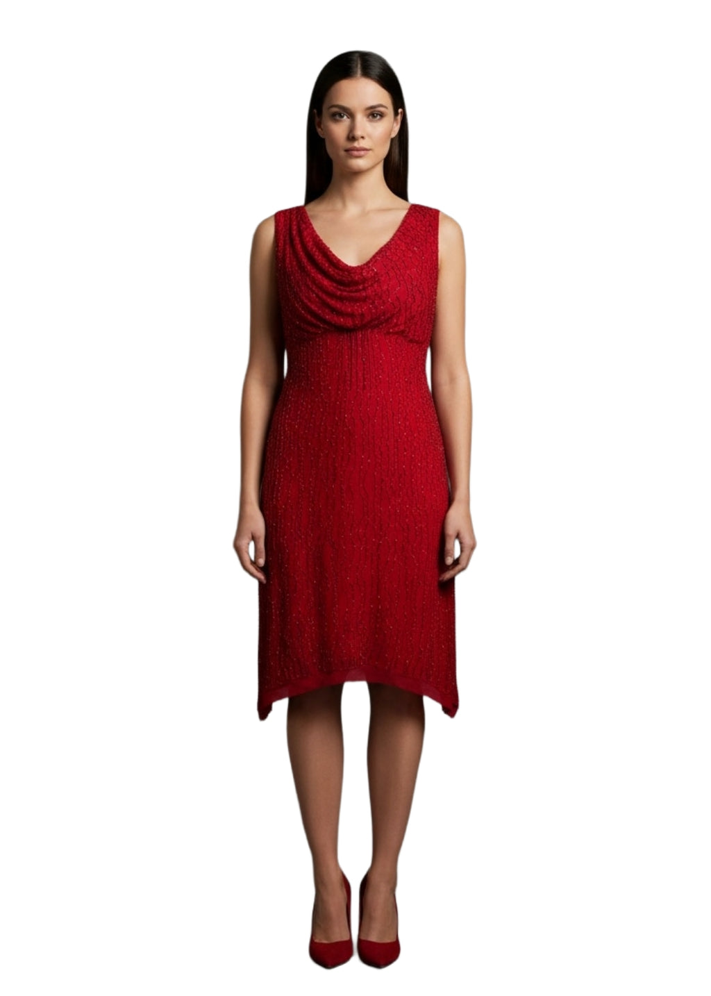 Pärlbroderad klänning - Red