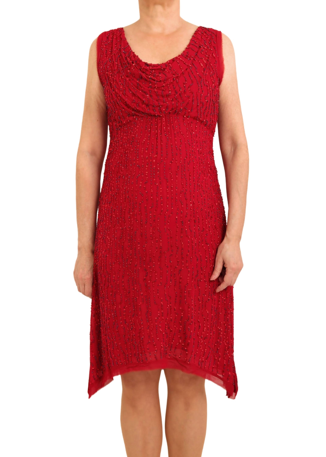 Pärlbroderad klänning - Red