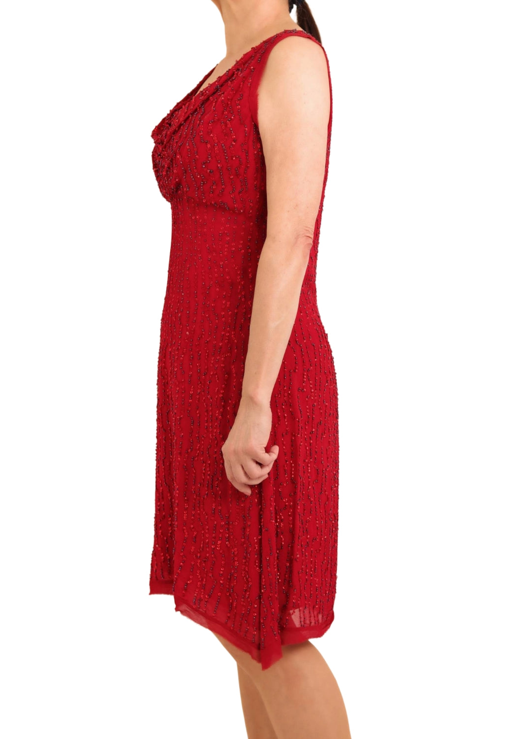 Pärlbroderad klänning - Red